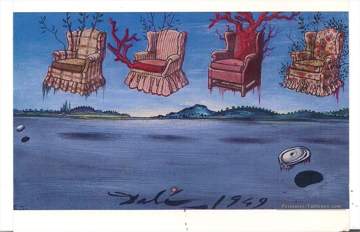 空に浮かぶ4つの肘掛け椅子 サルバドール・ダリ油絵